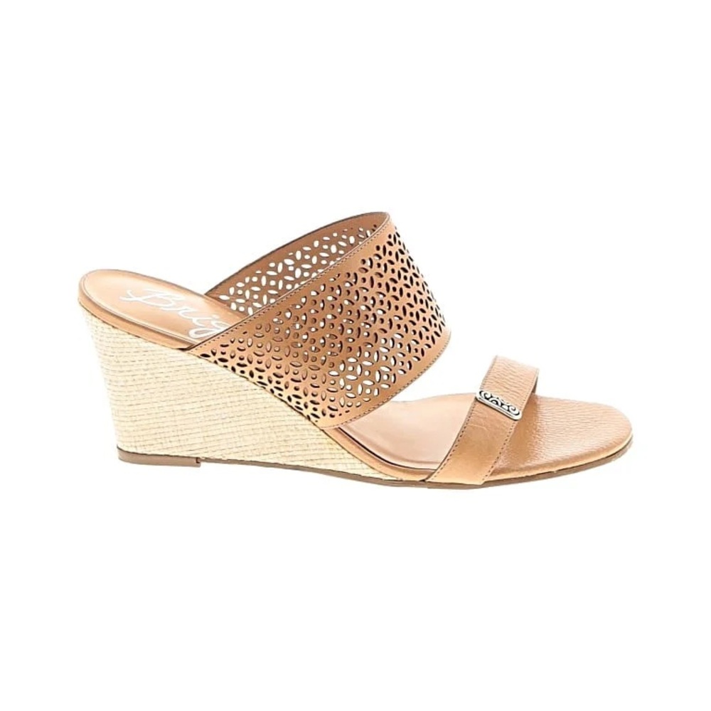 Brighton Ramone Tan Wedge Sandals Sz 8.5